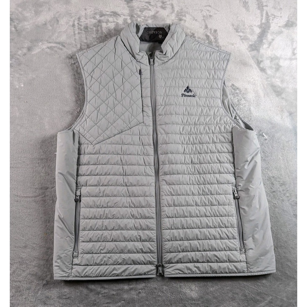 Greyson Vest Mens XL Gray Yukon X Lite Full Zip Hybrid Quilted Golf Performance